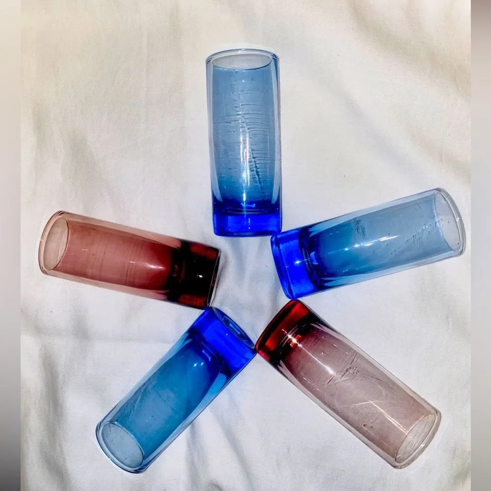 Vintage Chimney Schnapps Glass 1 Set of 5 Assorted Colors 1950s